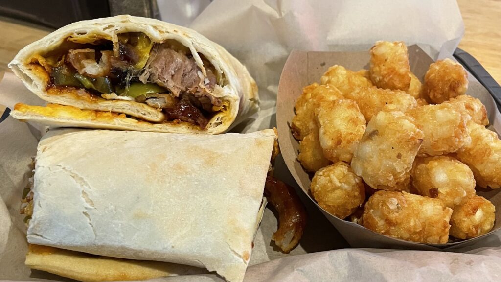 Brisket Panino with Tator Tots